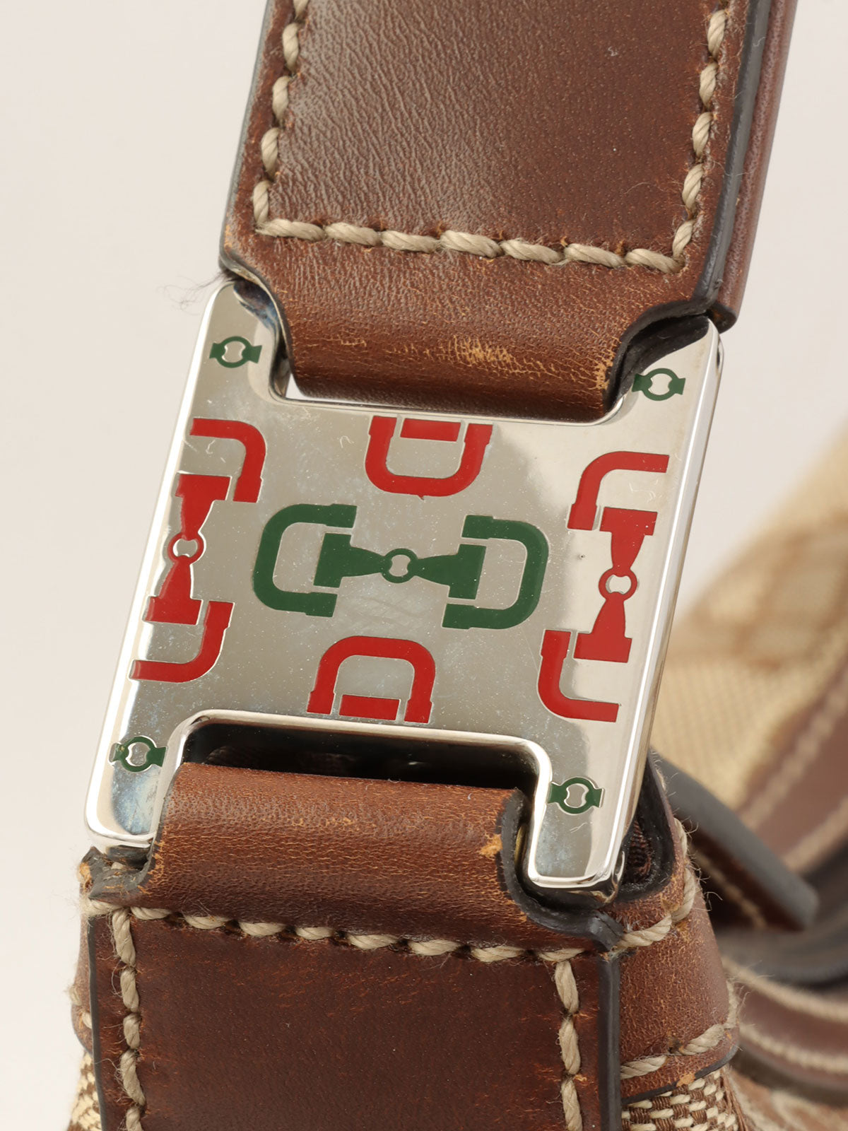 ホースビットパターンワンショルダーバッグ ブラウン