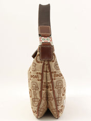 ホースビットパターンワンショルダーバッグ ブラウン