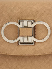Gancini Plate Handbag in Beige
