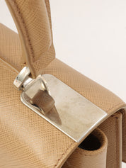 Gancini Plate Handbag in Beige