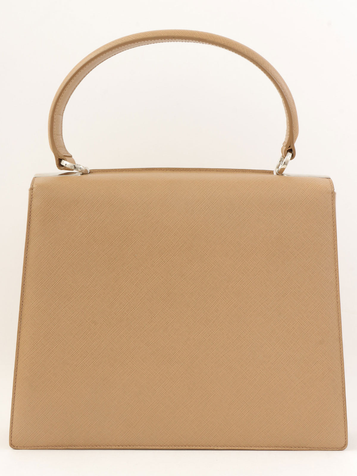 Gancini Plate Handbag in Beige