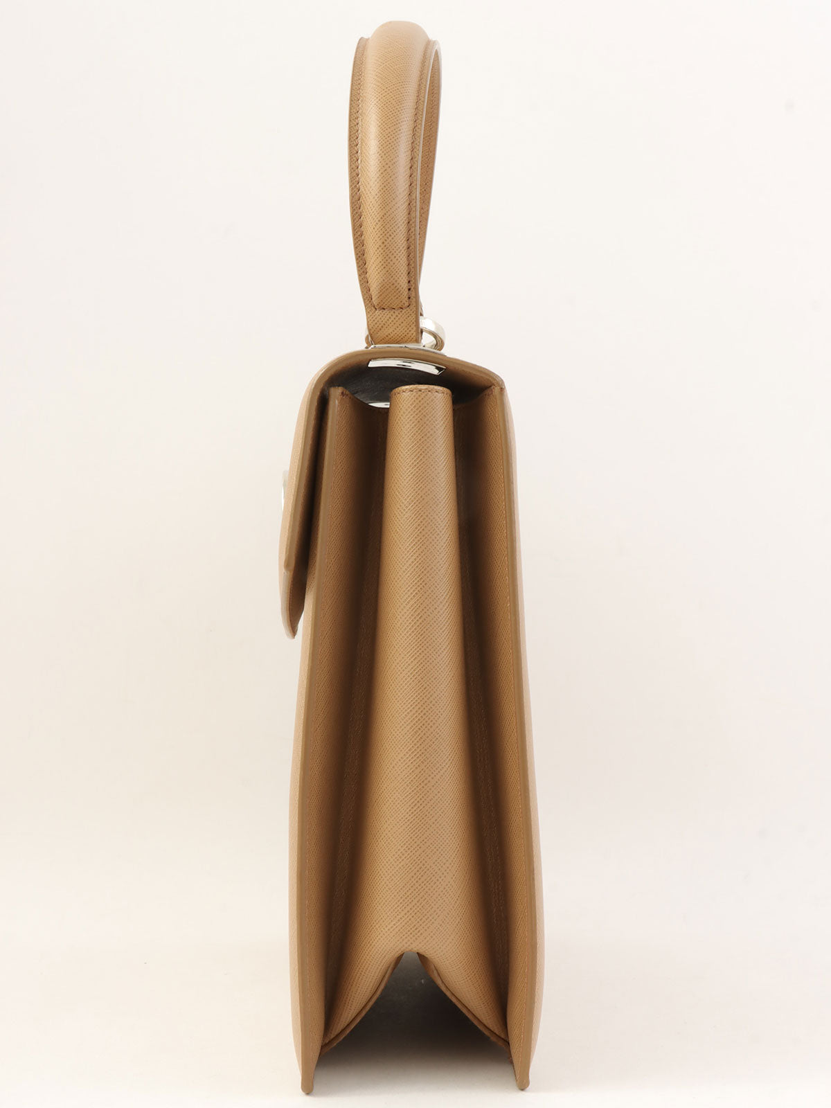 Gancini Plate Handbag in Beige