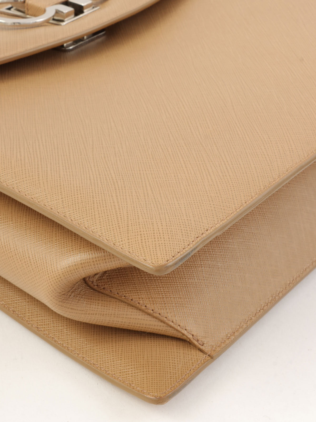 Gancini Plate Handbag in Beige