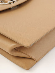 Gancini Plate Handbag in Beige