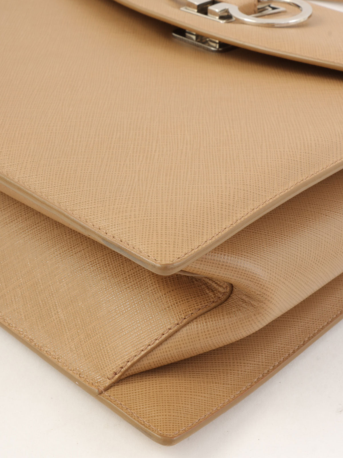 Gancini Plate Handbag in Beige