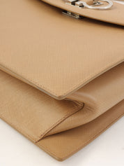 Gancini Plate Handbag in Beige