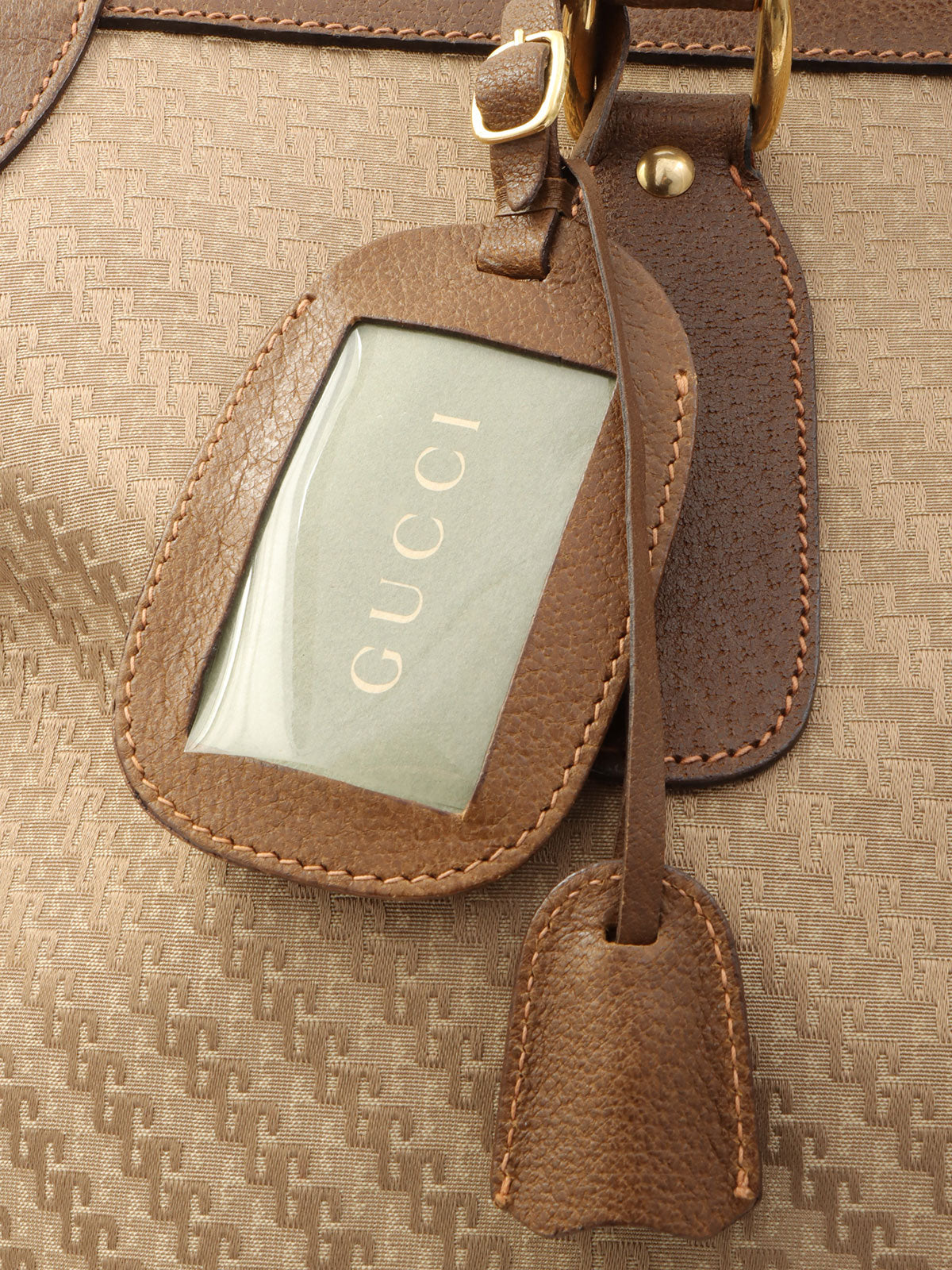 Gパターンロゴエンボスボストンバッグ ベージュ/ブラウン