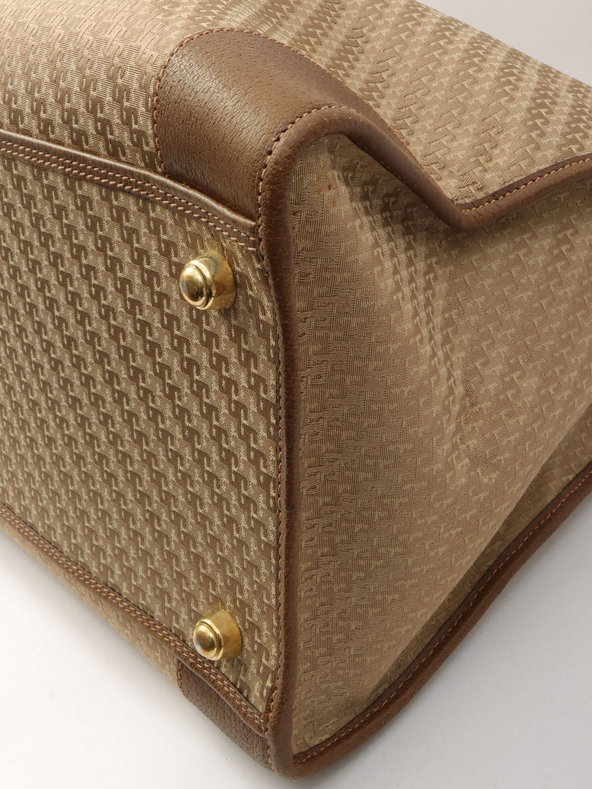 G Pattern Logo Embossed Boston Bag Beige/Brown