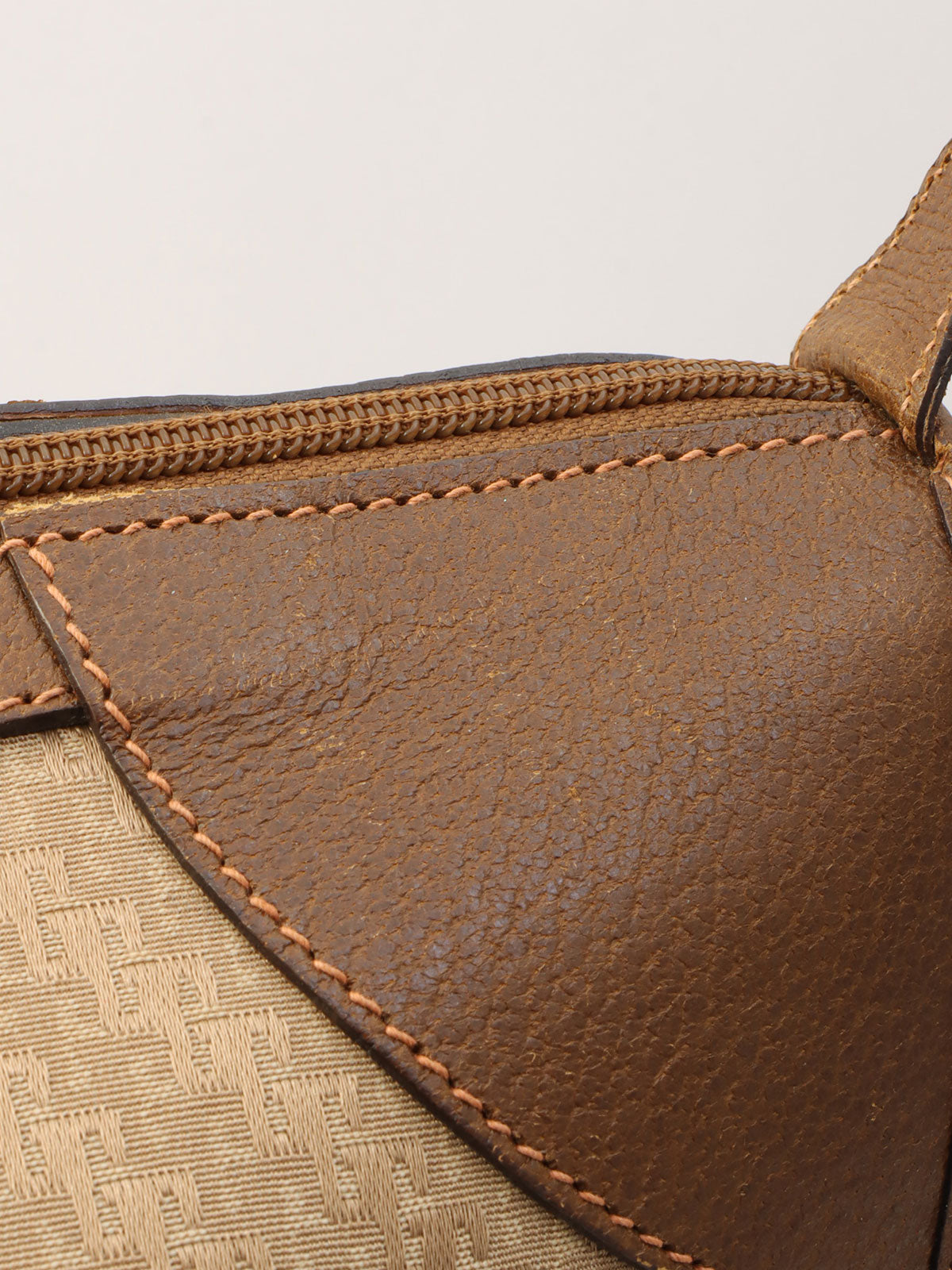 G Pattern Logo Embossed Boston Bag Beige/Brown