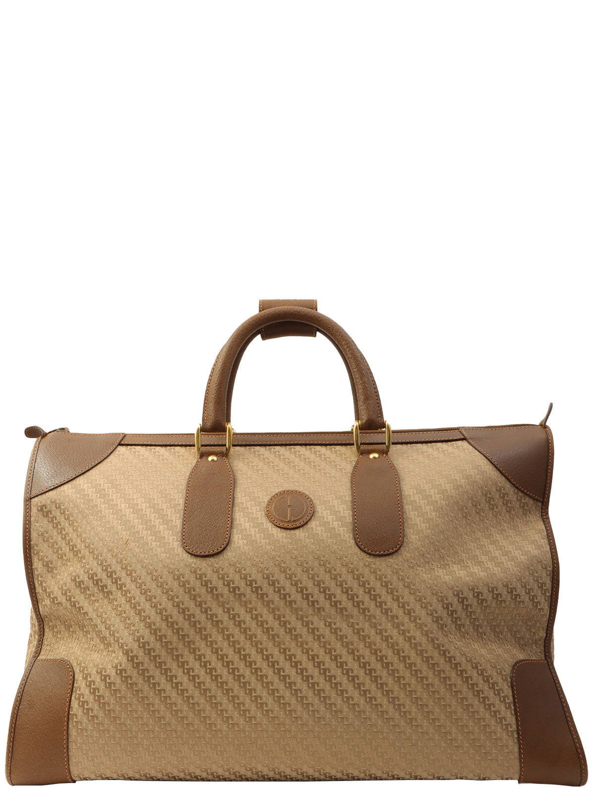 Gパターンロゴエンボスボストンバッグ ベージュ/ブラウン