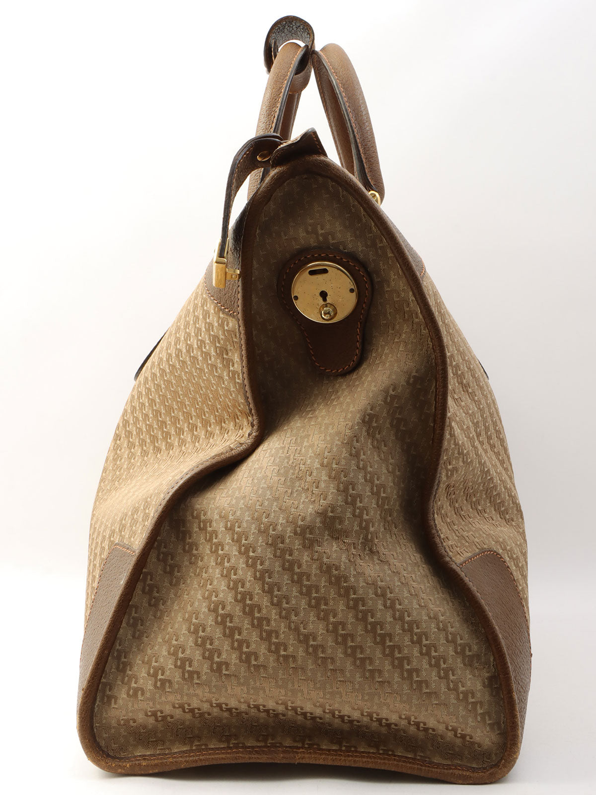 Gパターンロゴエンボスボストンバッグ ベージュ/ブラウン