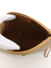 Honeycomb Pattern Logo Plate Mini Chain Shoulder Bag in Beige