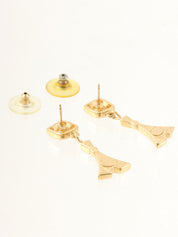 ラインストーンロゴプレートエッフェルタワーピアス ゴールド