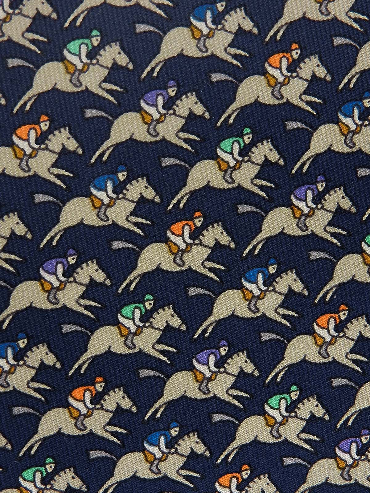 Navy Horse Pattern Tie