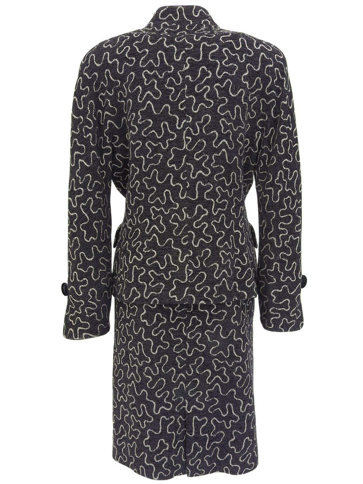 デザインパターンノーカラーセットアップ ブラック/ホワイト