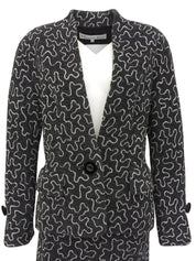 デザインパターンノーカラーセットアップ ブラック/ホワイト