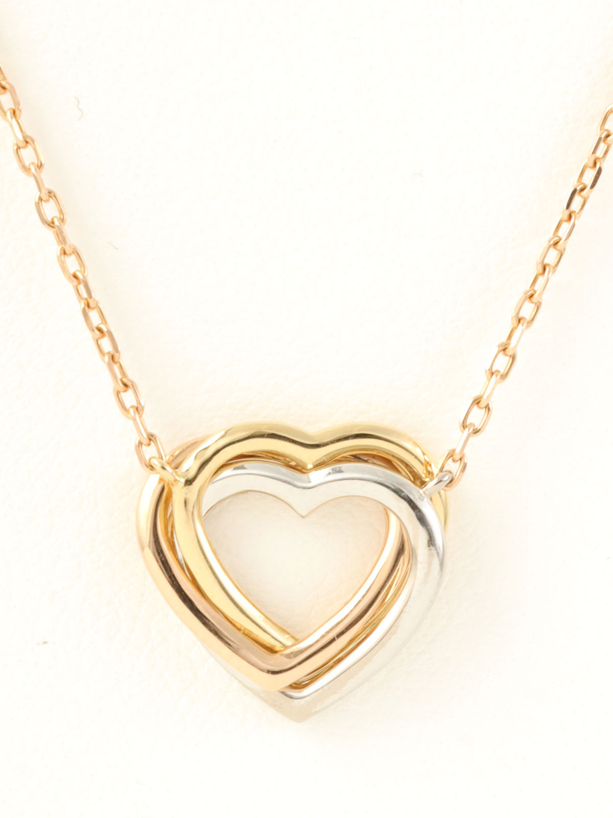 18Kダイヤモンドトリニティハートネックレス イエローゴールド/ピンクゴールド/ホワイトゴールド