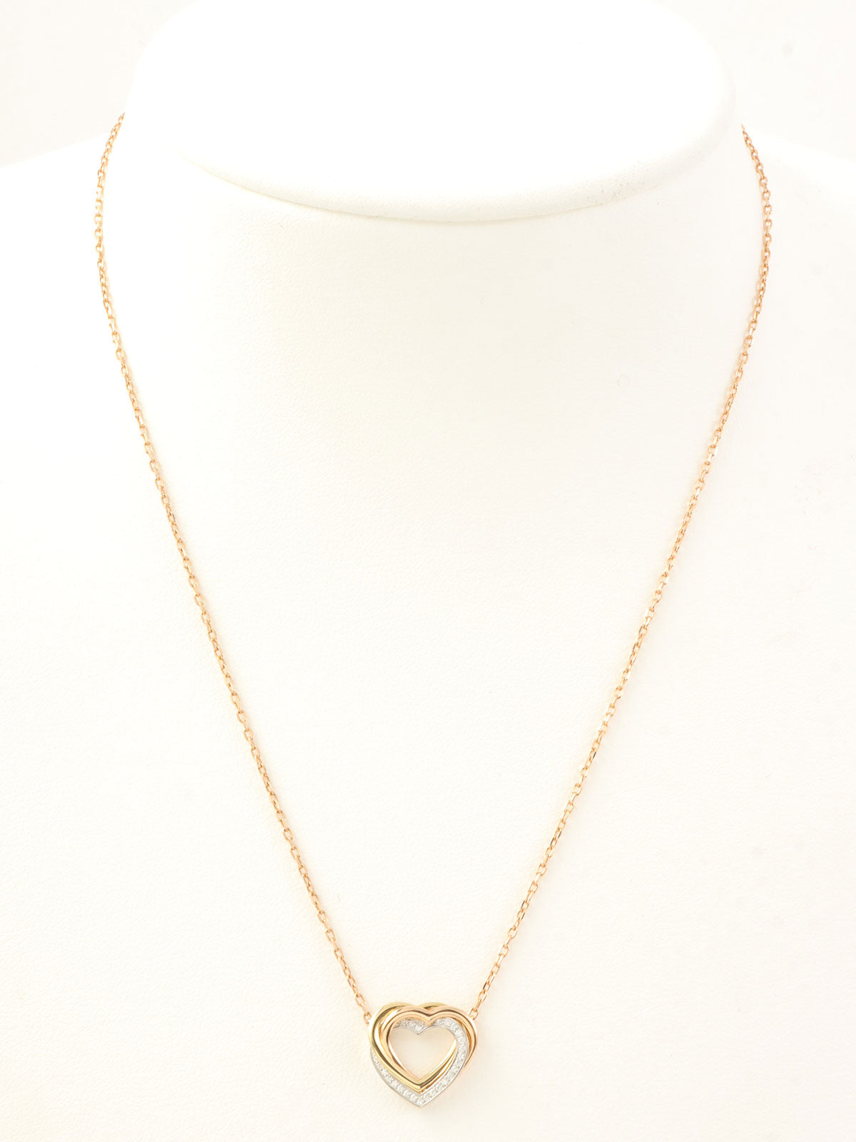 18K Diamond Trinity Heart Necklace in Yellow Gold, Pink Gold, or White Gold