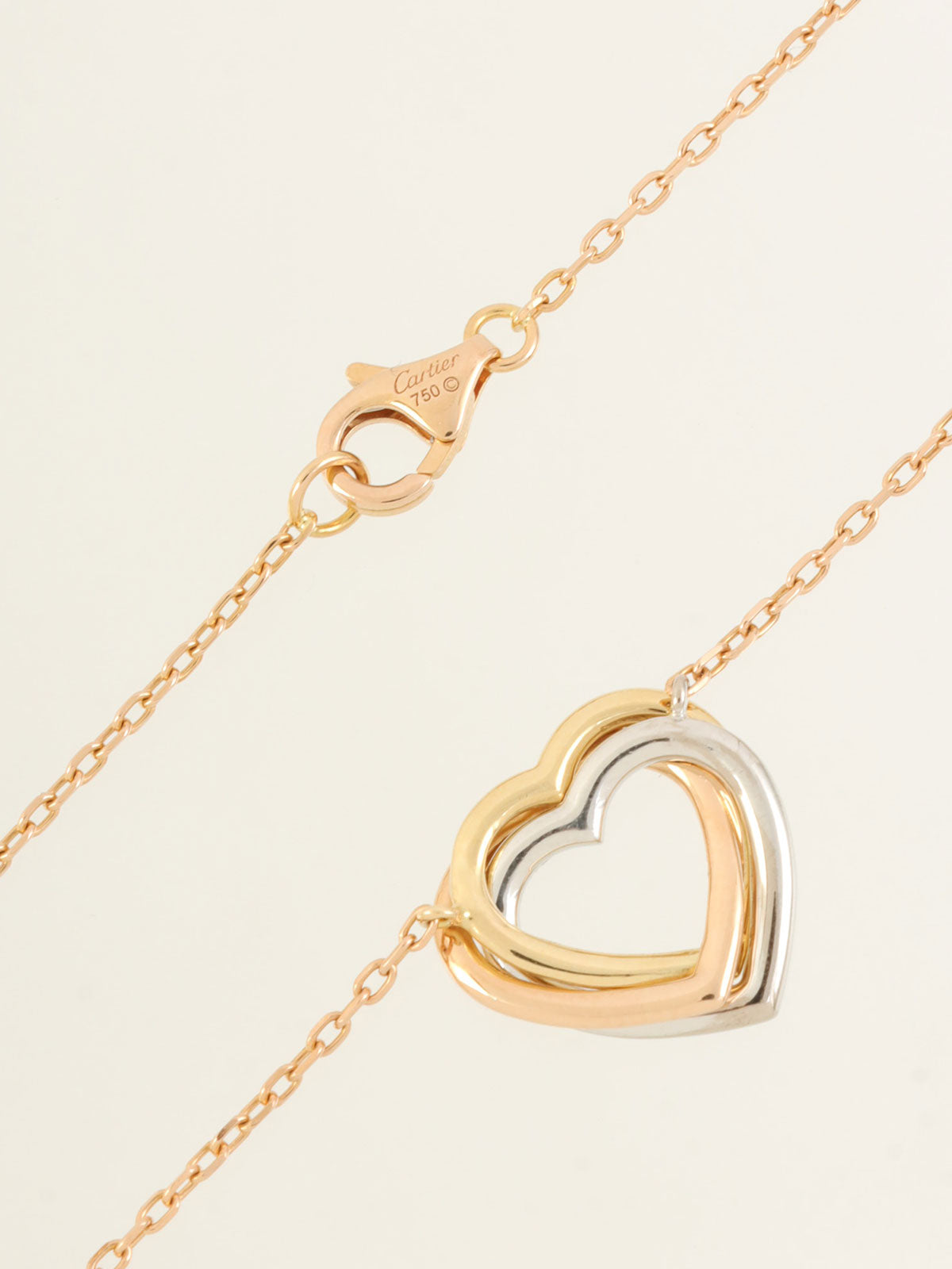 18Kダイヤモンドトリニティハートネックレス イエローゴールド/ピンクゴールド/ホワイトゴールド