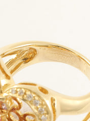 18K蓝宝石钻石花朵造型戒指，粉金/金