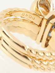 18K Platinum Sapphire Ribbon Motif Ring in Gold/Blue