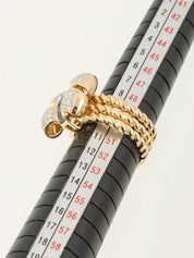 18K Platinum Sapphire Ribbon Motif Ring in Gold/Blue