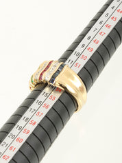 18K铂金钻石红宝石蓝宝石祖母绿戒指，黄金/多色