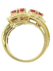 18K Ruby Diamond Flower Design Ring #51 Gold