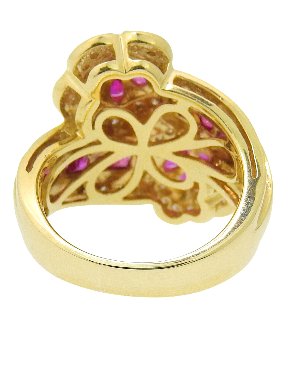 18K Ruby Diamond Flower Design Ring #51 Gold