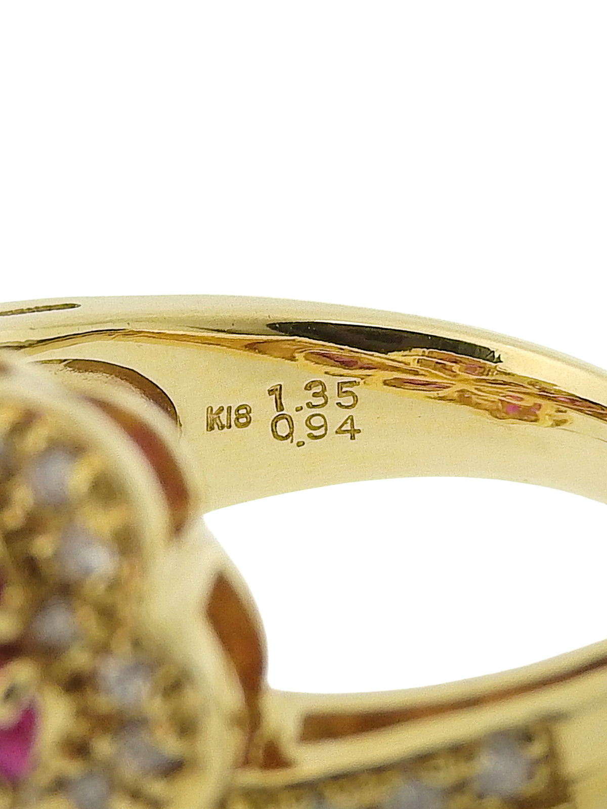 18K Ruby Diamond Flower Design Ring #51 Gold
