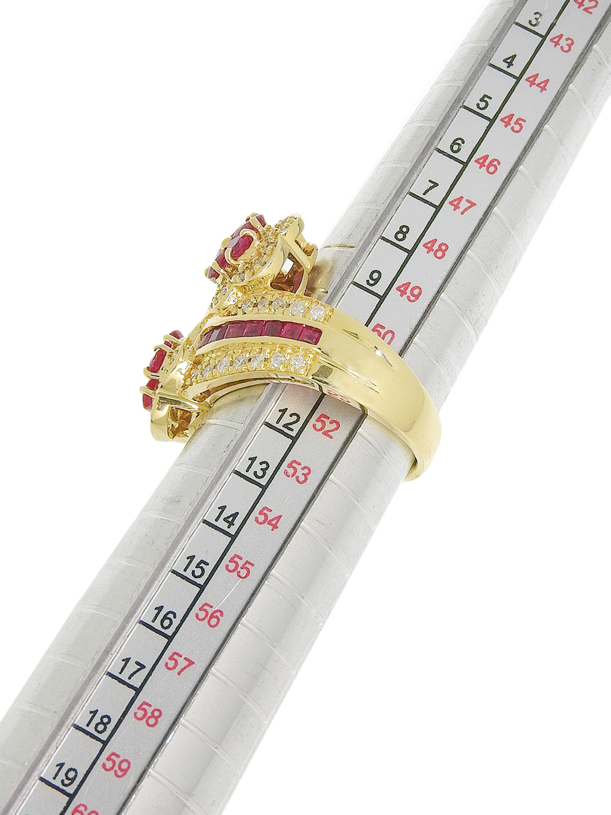 18K Ruby Diamond Flower Design Ring #51 Gold
