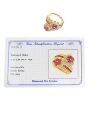 18K Ruby Diamond Flower Design Ring #51 Gold