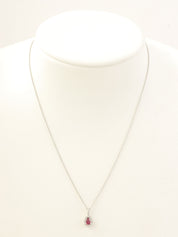 18Kルビーダイヤモンドティアドロップネックレス シルバー/チェリーレッド