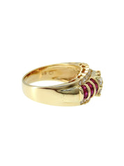 18K Gold/Pink Ruby and Diamond Design Ring