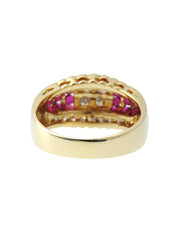 18K Gold/Pink Ruby and Diamond Design Ring