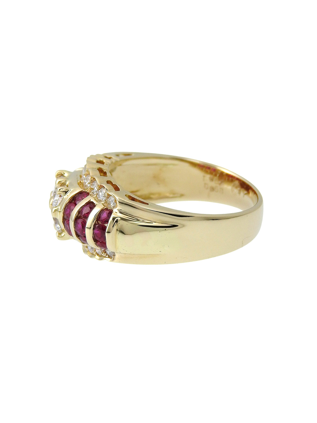18K Gold/Pink Ruby and Diamond Design Ring