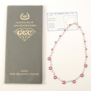 18K Ruby Diamond Flower Motif Necklace Silver/Cherry Red
