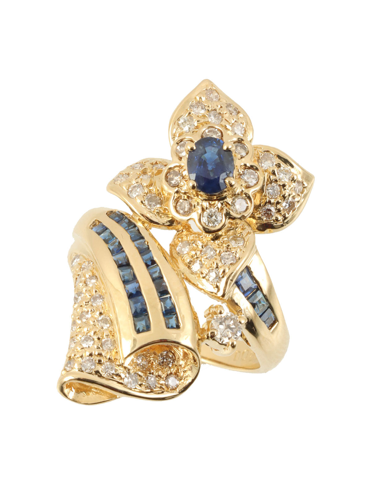 18K金/蓝钻花朵造型耳环