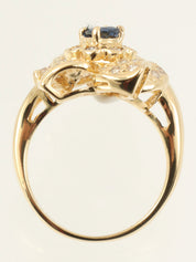 18K金/蓝钻花朵造型耳环