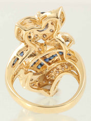 18K金/蓝钻花朵造型耳环