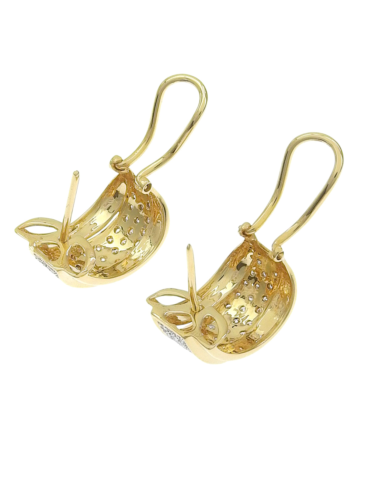 18Kダイヤモンドハーフフープピアス ゴールド/シルバー