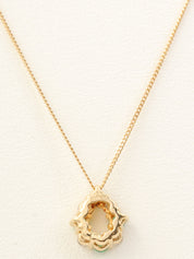 18Kエメラルドダイヤモンドティアドロップネックレス ゴールド/グリーン