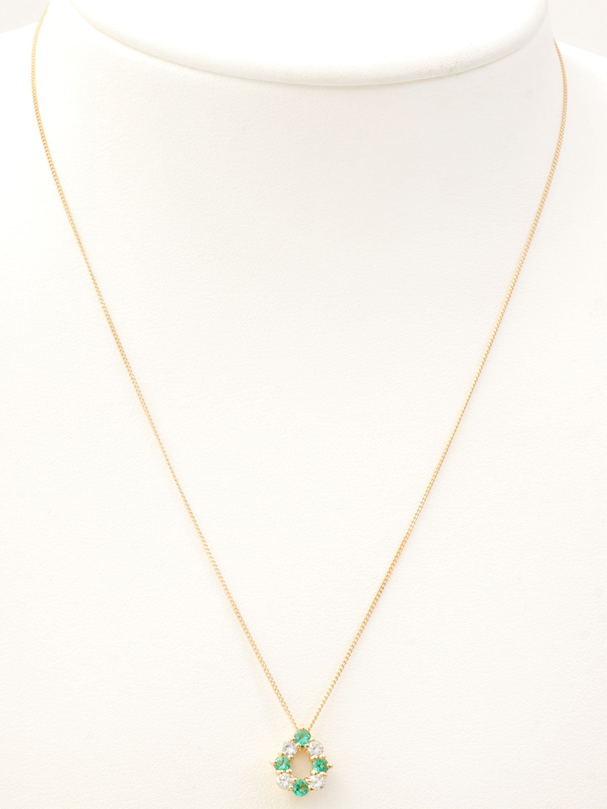 18Kエメラルドダイヤモンドティアドロップネックレス ゴールド/グリーン