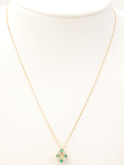 18Kエメラルドダイヤモンドティアドロップネックレス ゴールド/グリーン