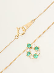 18Kエメラルドダイヤモンドティアドロップネックレス ゴールド/グリーン