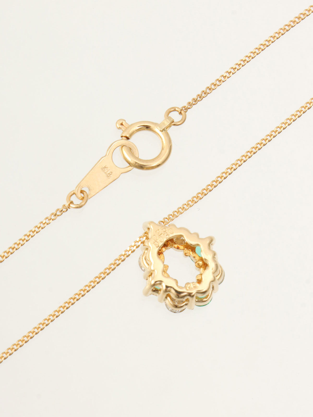 18Kエメラルドダイヤモンドティアドロップネックレス ゴールド/グリーン