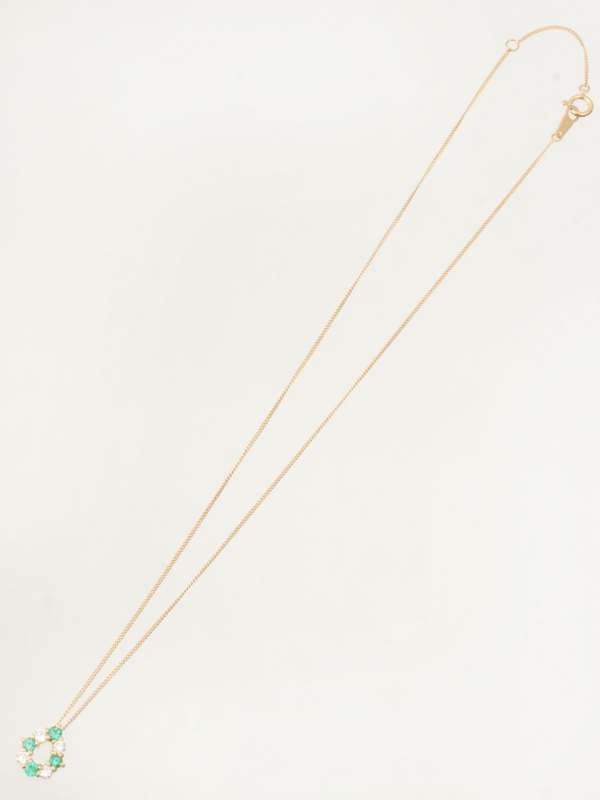 18Kエメラルドダイヤモンドティアドロップネックレス ゴールド/グリーン