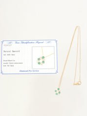 18Kエメラルドダイヤモンドティアドロップネックレス ゴールド/グリーン