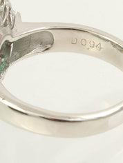 Platinum emerald and diamond design ring in silver/green