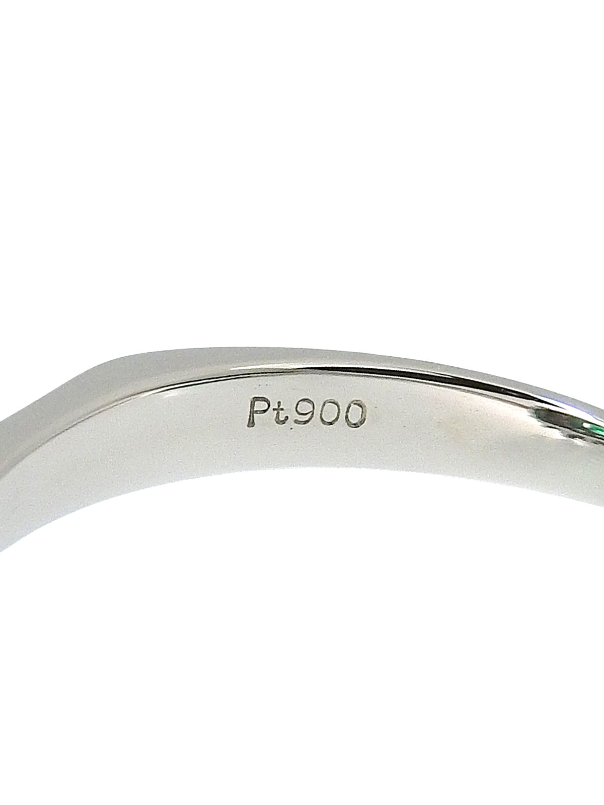 铂金祖母绿钻石方形戒指，银色/绿色